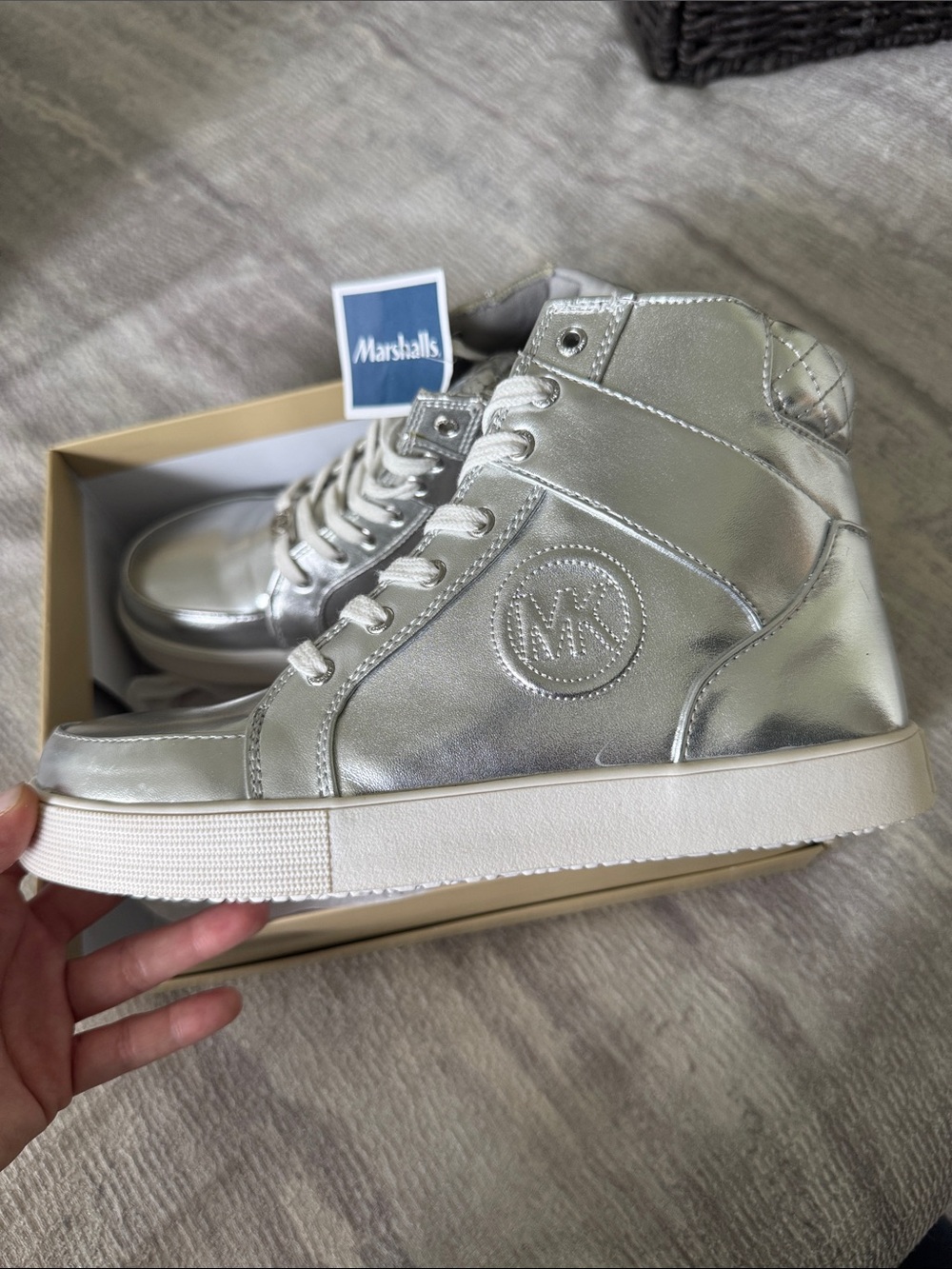 Michael Kors Silver Metallic Shelby Cali High-Top Sneakers